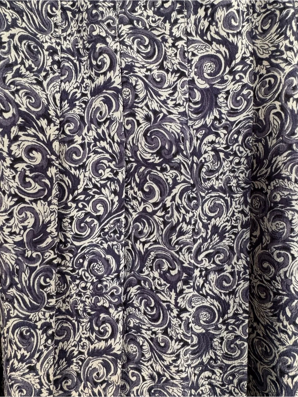 Vintage Koret Paisley Pleated Midi Skirt Navy Gray Size 12 - Picture 2 of 5